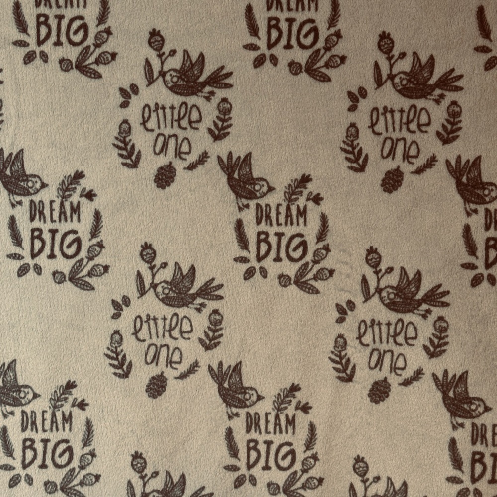 Baby Blanket Fleece and Sherpa Dream Big Little One White Gray 29x38 - Picture 2 of 6